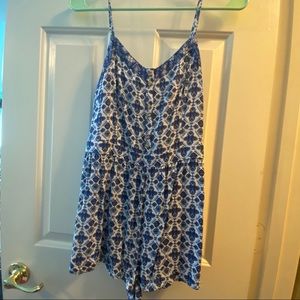 Blue and White Romper